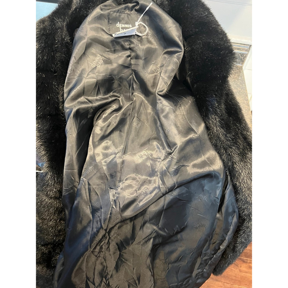 Vintage Dennis Basso Mid Length Faux Fur Coat Black Medium - Picture 9 of 10